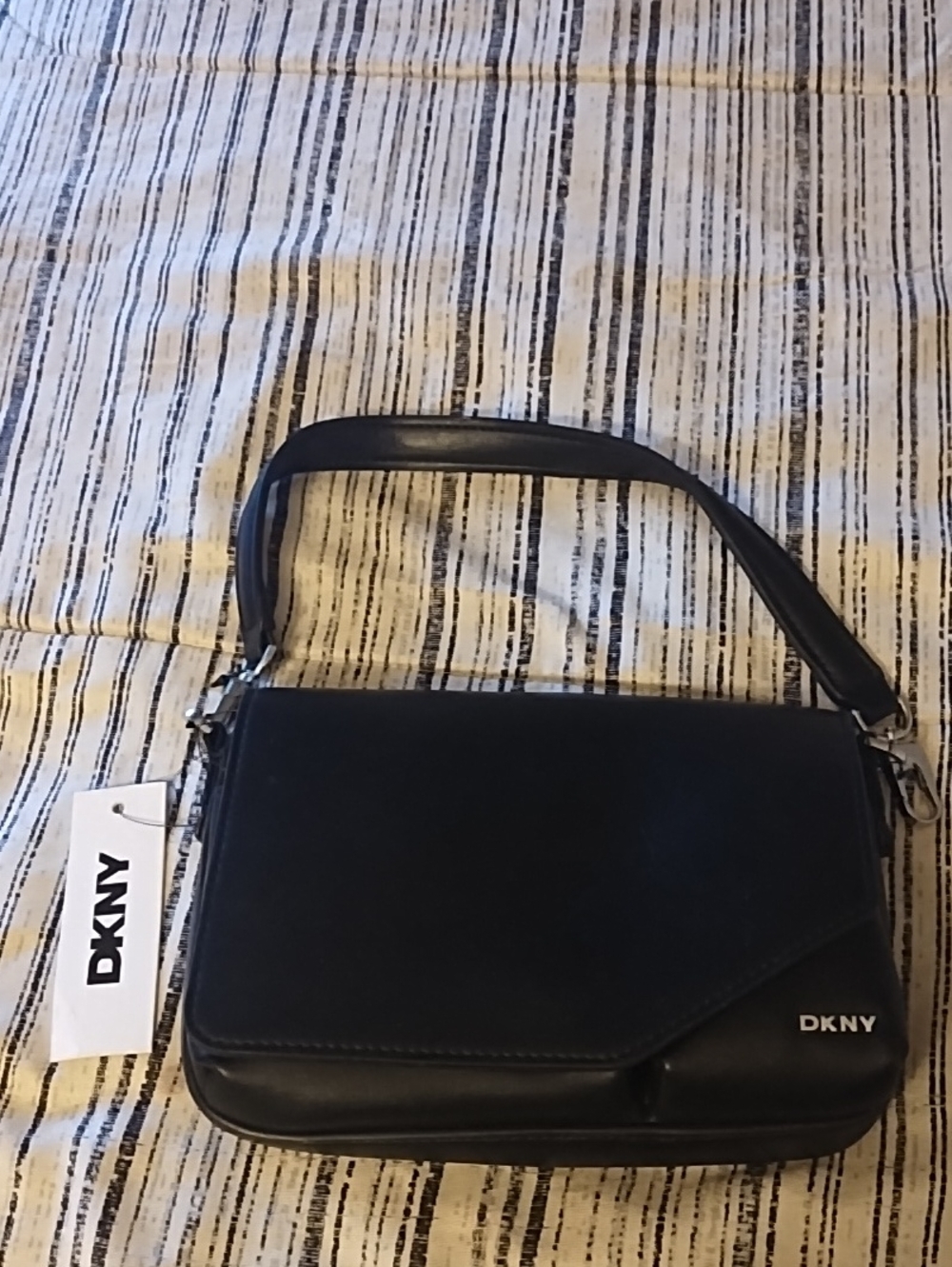 DKNY Black Leather Top-Handle Shoulder Bag